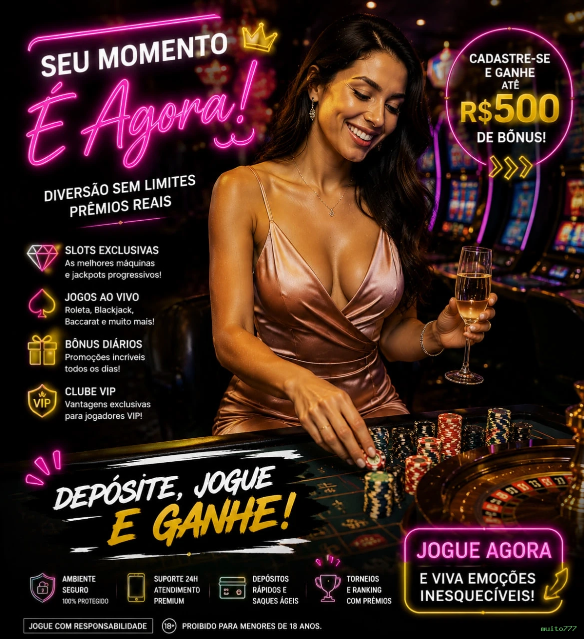 Comparação APP mobile vs versão web da muito777